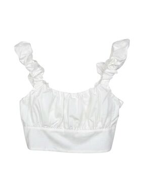 Abercrombie & Fitch Puff Sleeve Crop Top White Structured Tank Women’s Large NWT